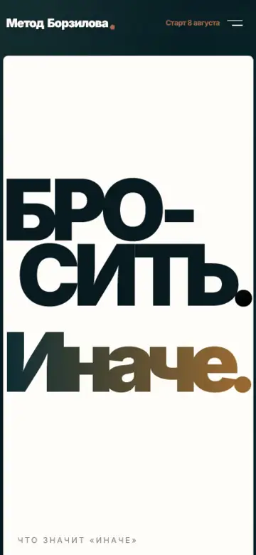 Первый экран сайта Метод Борзилова
